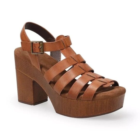 Sonoma Goods For Life Vianna Platform Sandals Women's Size 9 Cognac Brown - Picture 1 of 11